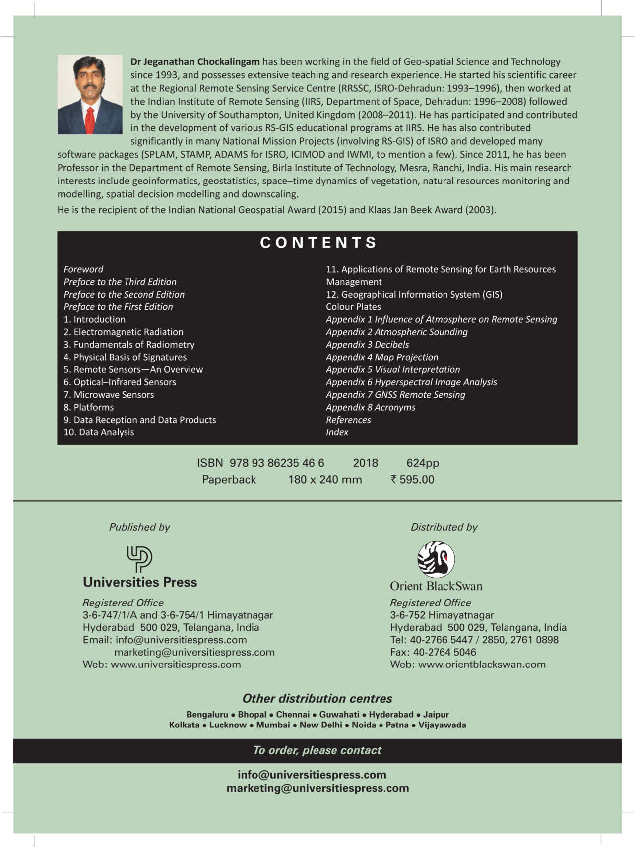 Fundamental of Remote Sensing – Third Edition – Prof George Joseph